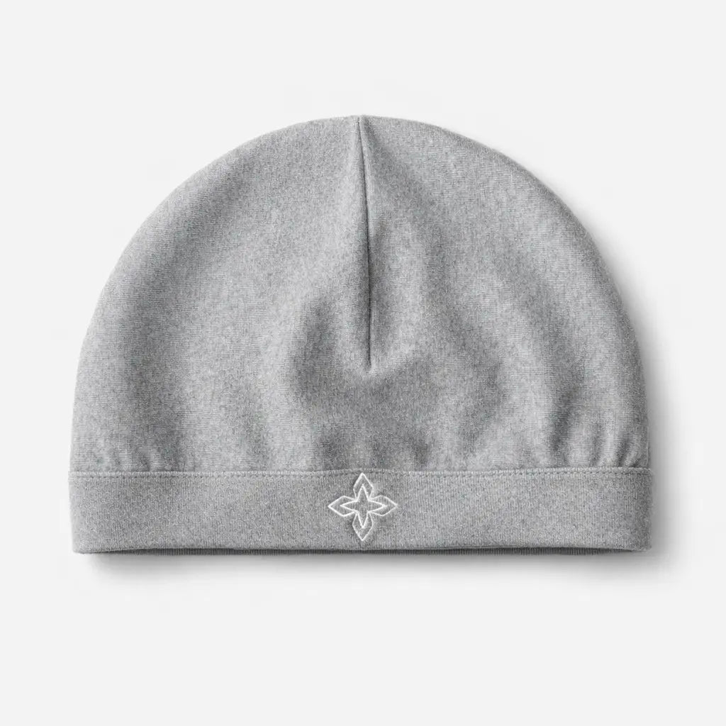 VORTENEA Lite Satin-Linen Skull Cap with Embroidered Cross - Machine Washable, Prevents Frizz, Retains Moisture, Comfortable Fit
