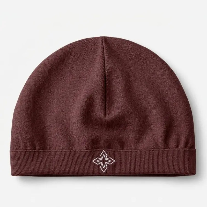 VORTENEA Lite Satin-Linen Skull Cap with Embroidered Cross - Machine Washable, Prevents Frizz, Retains Moisture, Comfortable Fit