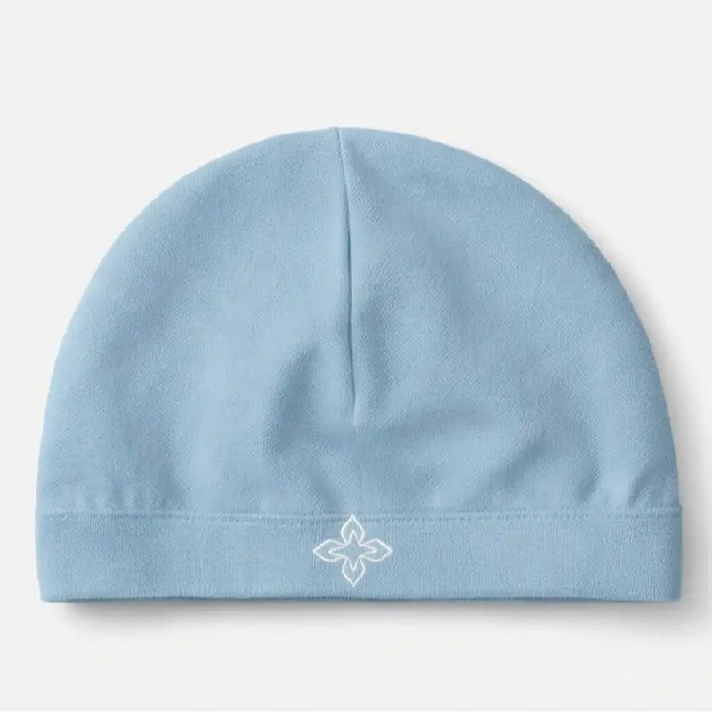 VORTENEA Lite Satin-Linen Skull Cap with Embroidered Cross - Machine Washable, Prevents Frizz, Retains Moisture, Comfortable Fit