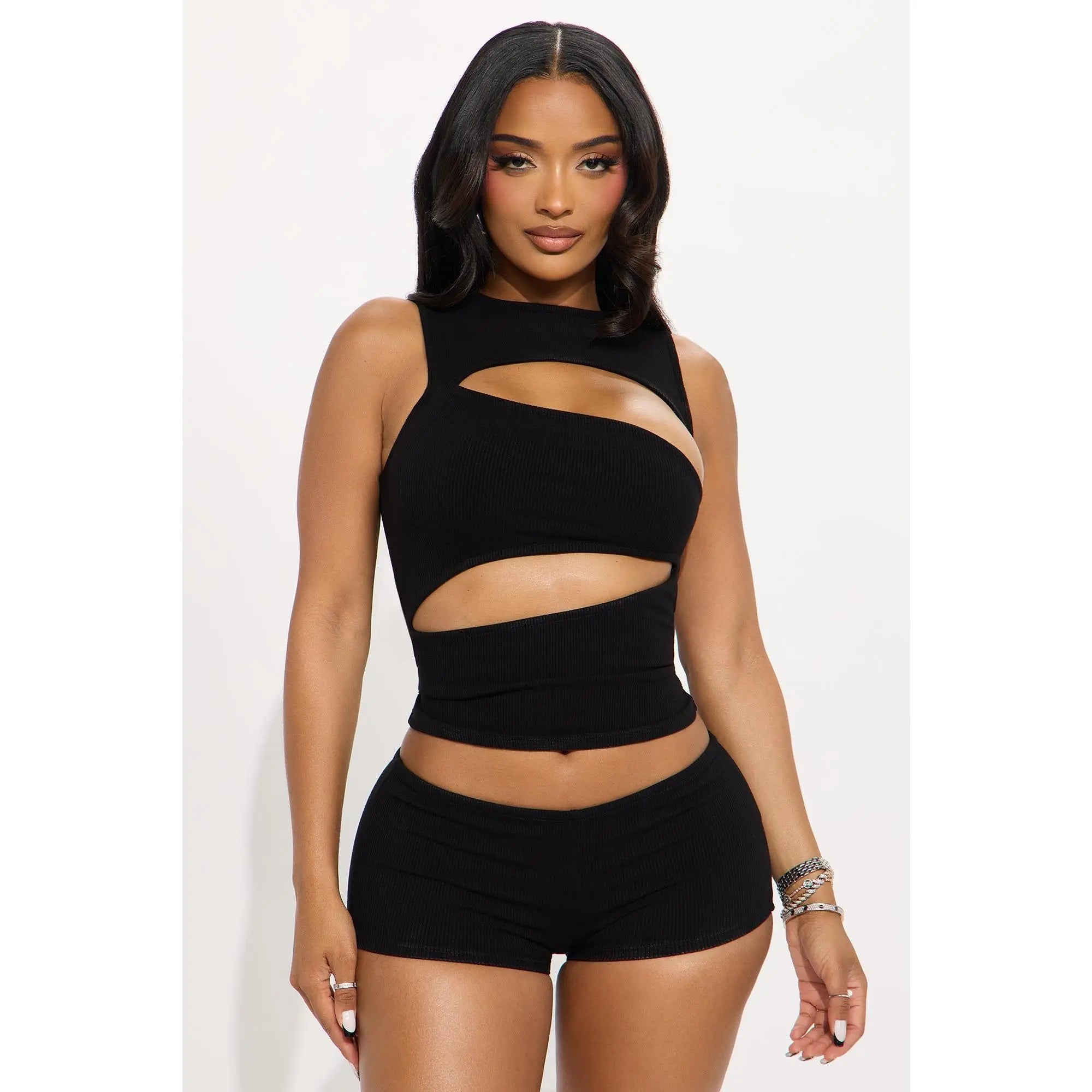 Acacia Snatched Micro Mini Short Set - Black