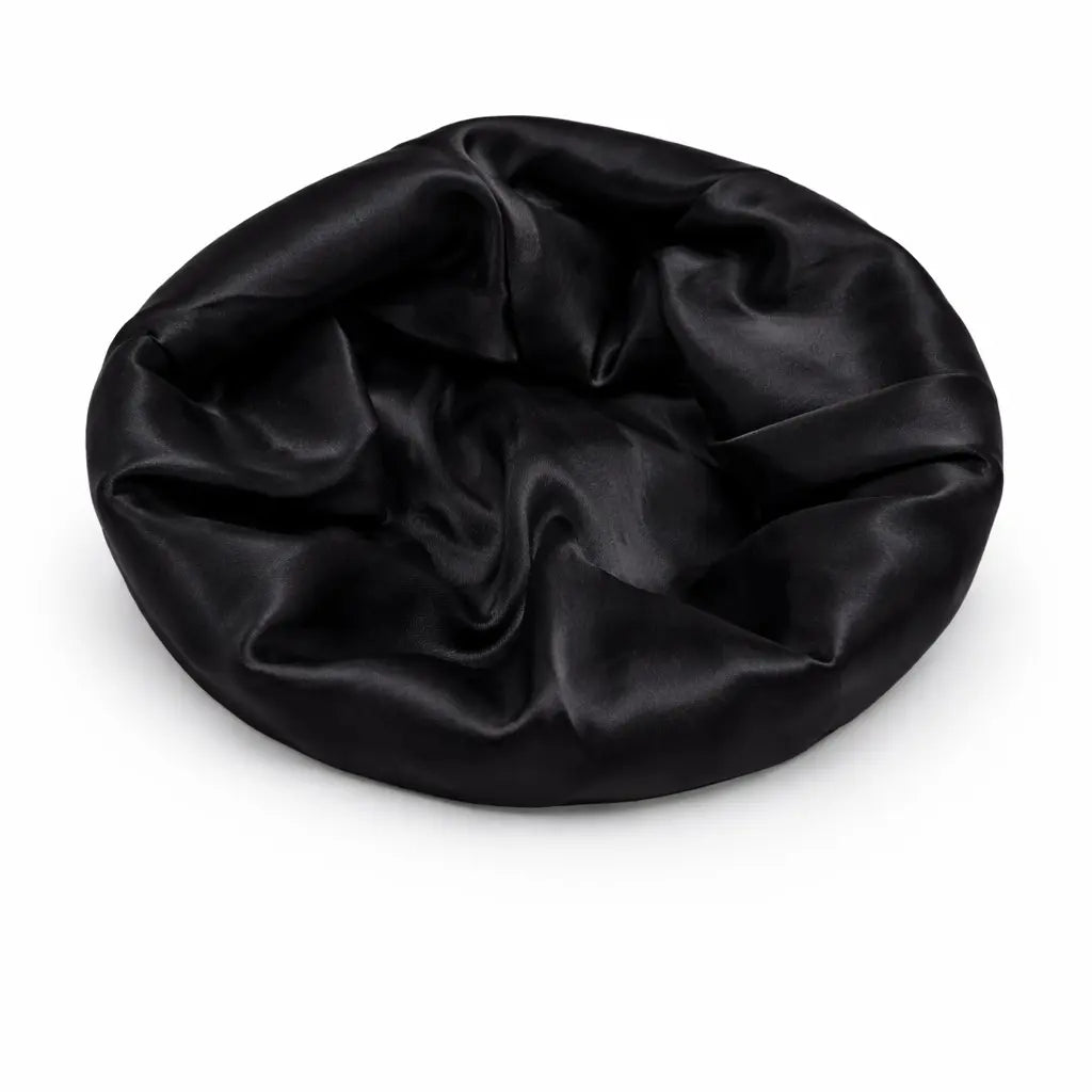 VORTENEA Lite Satin-Linen Skull Cap with Embroidered Cross - Machine Washable, Prevents Frizz, Retains Moisture, Comfortable Fit