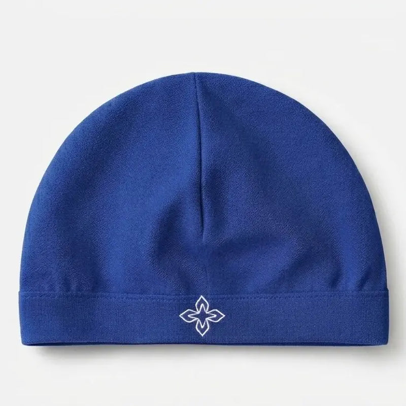 VORTENEA Lite Satin-Linen Skull Cap with Embroidered Cross - Machine Washable, Prevents Frizz, Retains Moisture, Comfortable Fit
