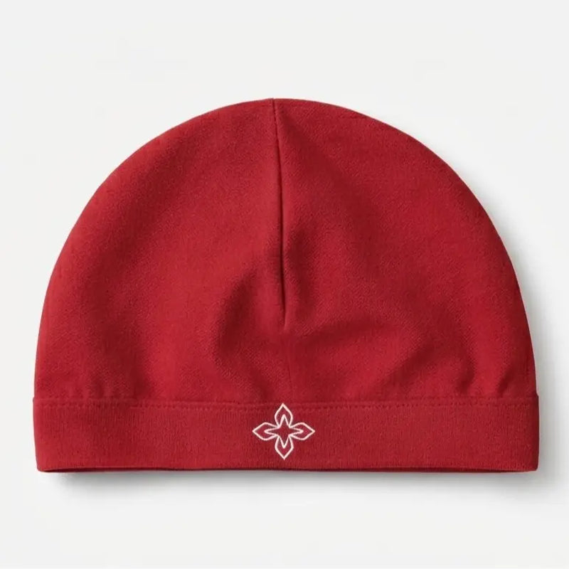 VORTENEA Lite Satin-Linen Skull Cap with Embroidered Cross - Machine Washable, Prevents Frizz, Retains Moisture, Comfortable Fit